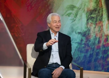Jamie Dimon speaking at a finance panel on JPMorgan bond market strategy