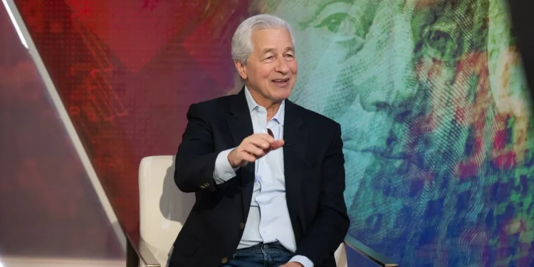 Jamie Dimon speaking at a finance panel on JPMorgan bond market strategy