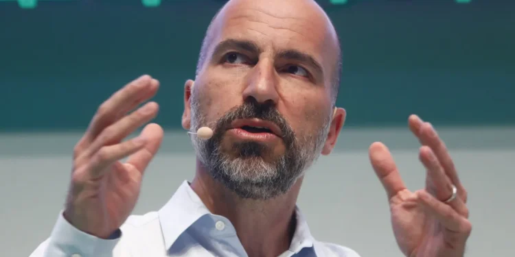 Dara Khosrowshahi speaking at Brown University during panel