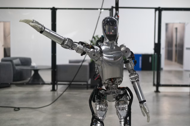 An earlier version of Figure AI’s humanoid robot, shown in 2023.