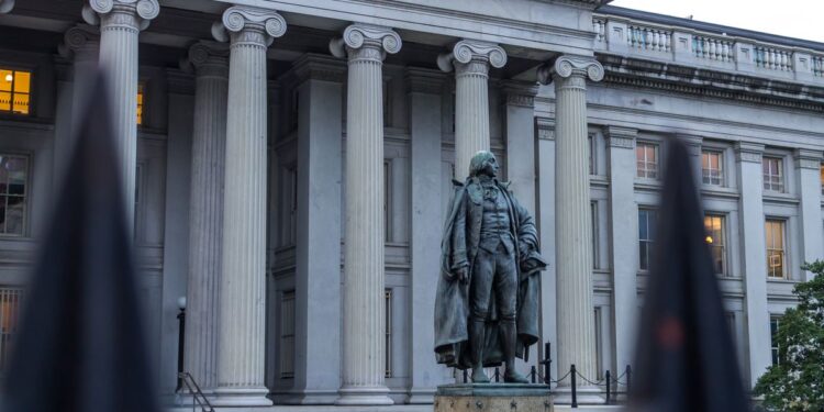 The United States Department of the Treasury building in Washington DC