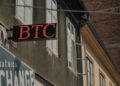 Digital blockchain network representing cryptocurrency and prediction market trading platforms