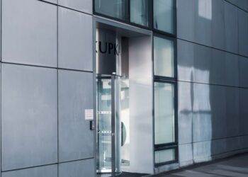 Modern office building entrance representing UK company registrations