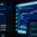 Trading floor with government bond market screens and financial data displays