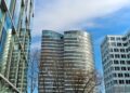 Modern office buildings in a US city financial district