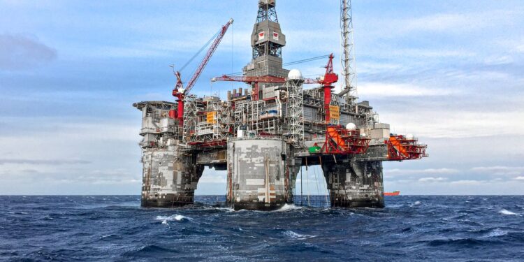 Offshore oil platform in the North Sea